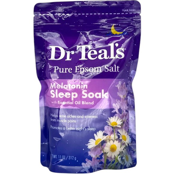 Dr Teal's Epsom Salt Bath Soak Gift Set 3pc Relax Relief Melatonin & Elderberry - Picture 4 of 7